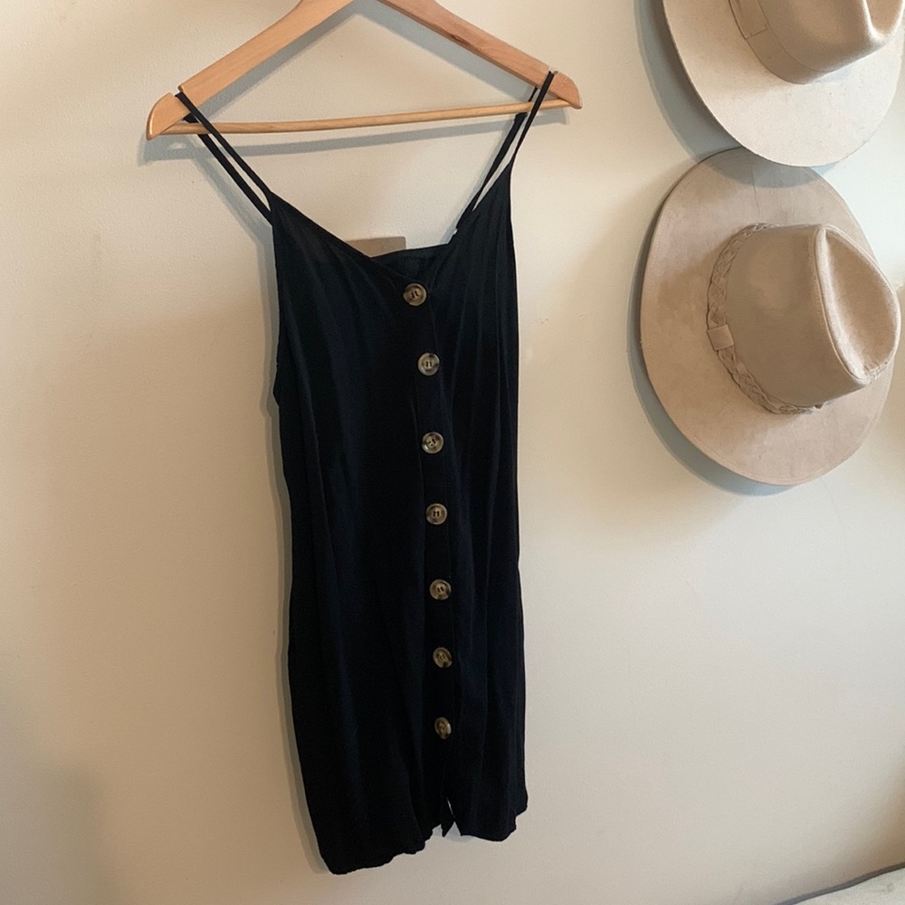 Black button down mini dress